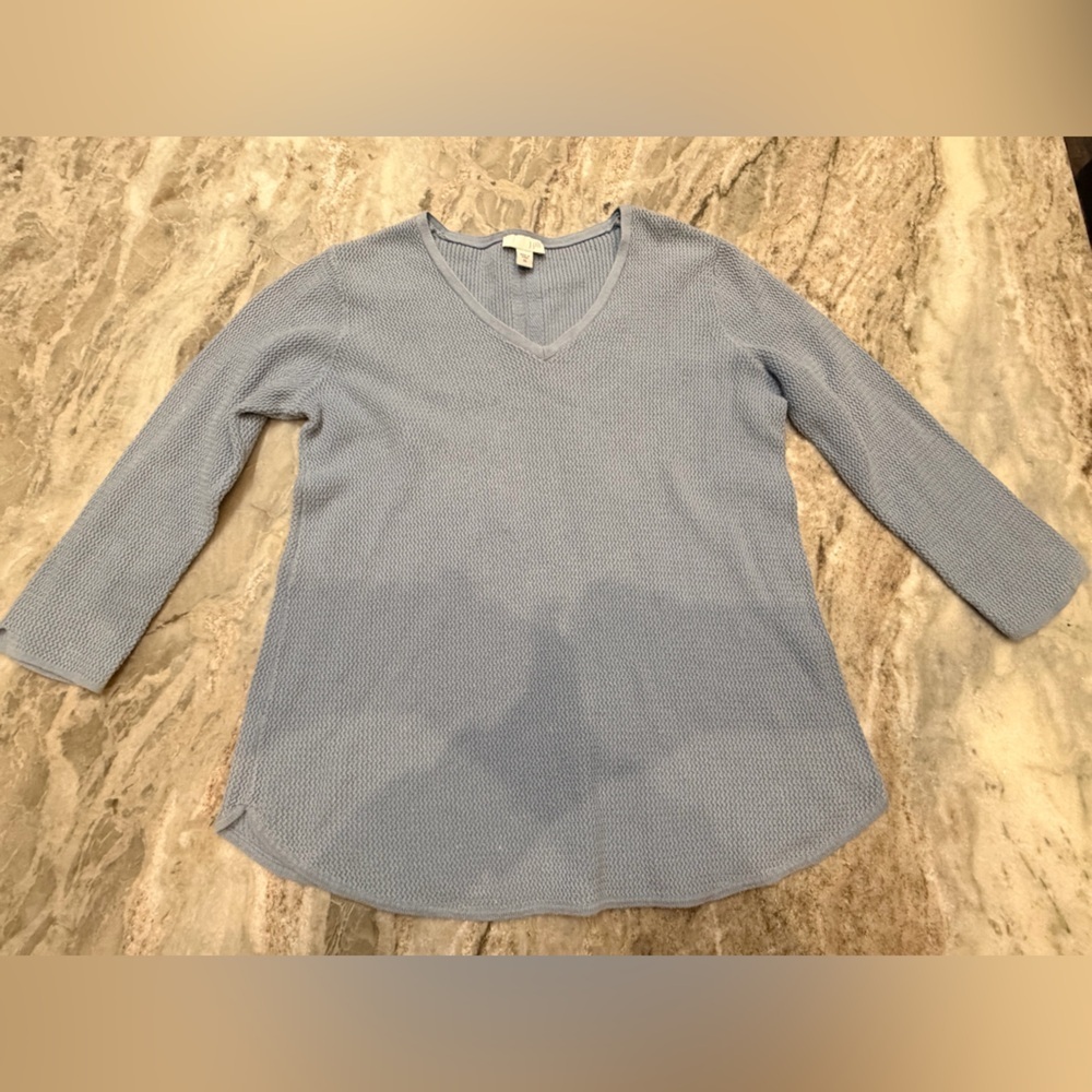 J. Jill Blue Cotton Knit Sweater XS Lightweight Textured